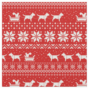Bull Terrier Dogs Christmas Holiday Sleigh Ride Fabric