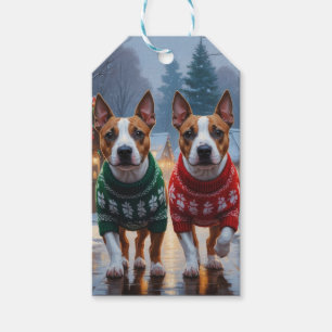 Bull Terrier Dogs Christmas Snow Holiday Gift Tags