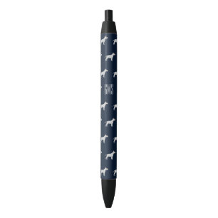 Bull Terrier Dogs Pattern Monogrammed Black Ink Pen