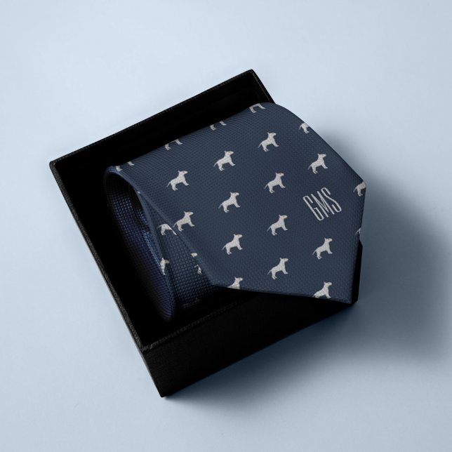 Bull Terrier Dogs Pattern Monogrammed Tie (Creator Uploaded)