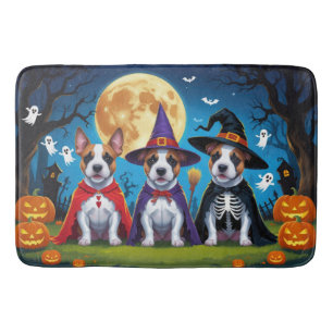 Bull Terrier Dogs Pumpkin Halloween Funny Bath Mat
