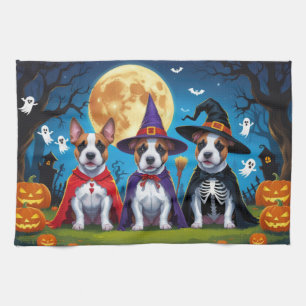 Bull Terrier Dogs Pumpkin Halloween Funny Tea Towel