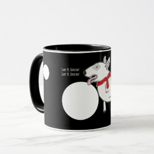Bull Terrier Doodle enjoying a snowball Mug