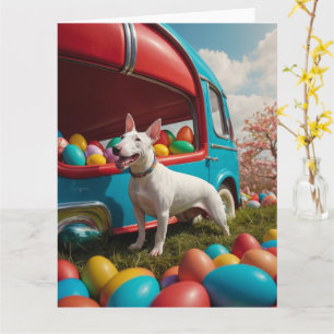 Bull Terrier Easter Eggs Card