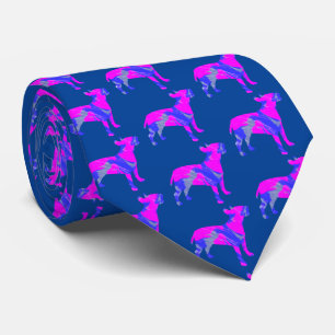 Bull Terrier English Dog PinkBlue Silhouette Blue Tie