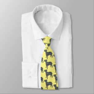 Bull Terrier English Yellow &Blue Grid Yellow Neck Tie