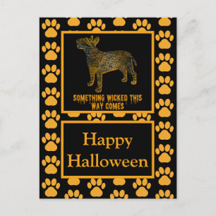 Bull Terrier EnglishDog Silhouette Happy Halloween Postcard