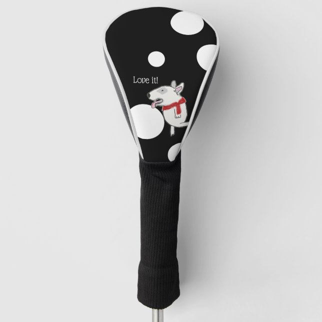 Bull Terrier enjoying a golf ball Head Cover (Front)