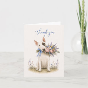 Bull Terrier Flower Bouquet Thank You Card