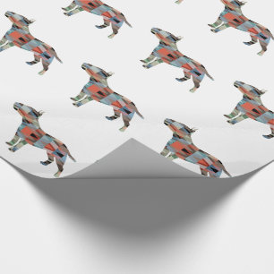 Bull Terrier Geometric Pattern Silhouette Plaid Wrapping Paper