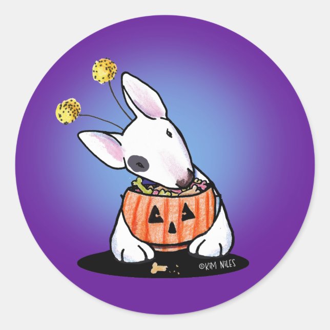 Bull Terrier Halloween Classic Round Sticker (Front)