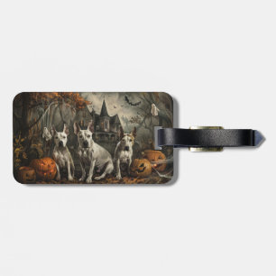 Bull Terrier Halloween Night Doggy Delight Luggage Tag