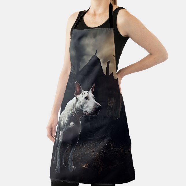 Bull Terrier Halloween Scary Apron (Insitu)