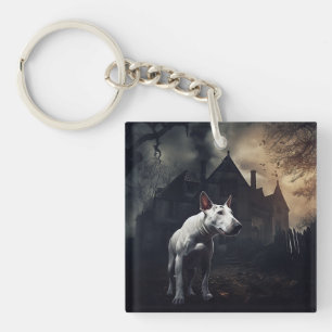 Bull Terrier Halloween Scary Key Ring