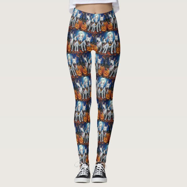 Bull Terrier Halloween Spooky  Leggings (Front)