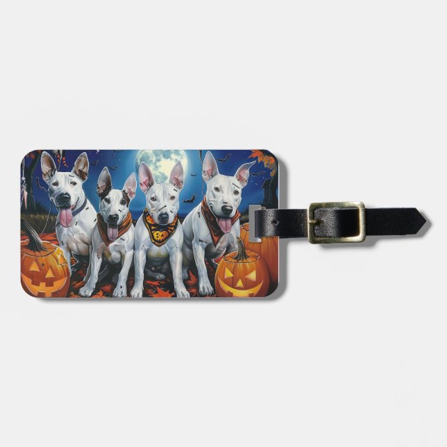 Bull Terrier Halloween Spooky  Luggage Tag (Front Horizontal)