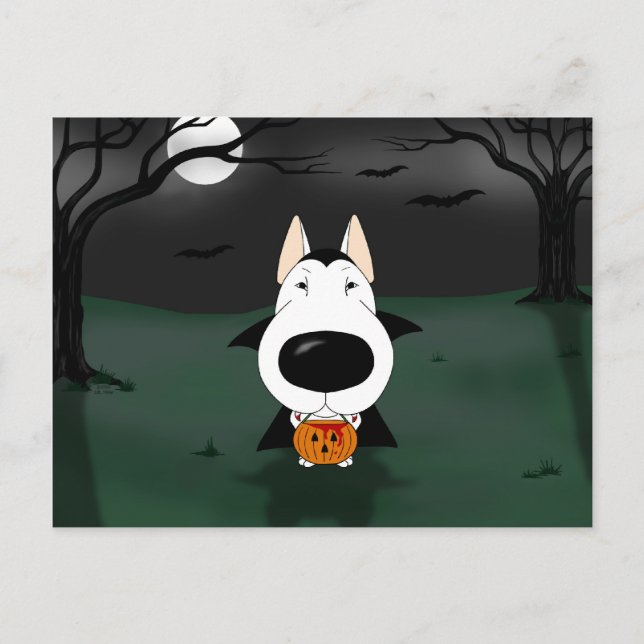 Bull Terrier Halloween Vampire Postcard (Front)