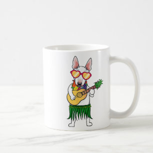 Bull Terrier Hawaiian Costume Playing Ukulele Summ Coffee Mug