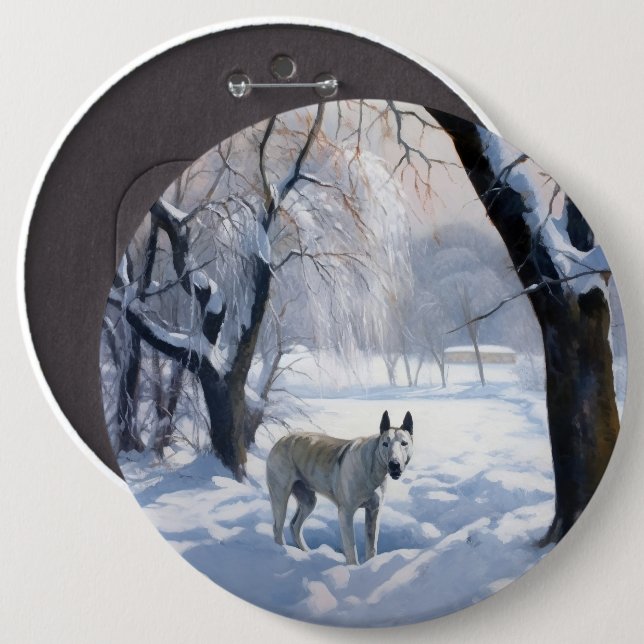 Bull Terrier Let It Snow Christmas  6 Cm Round Badge (Front & Back)