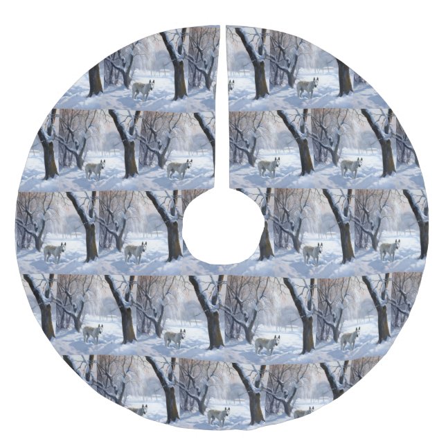 Bull Terrier Let It Snow Christmas  Brushed Polyester Tree Skirt (Front)