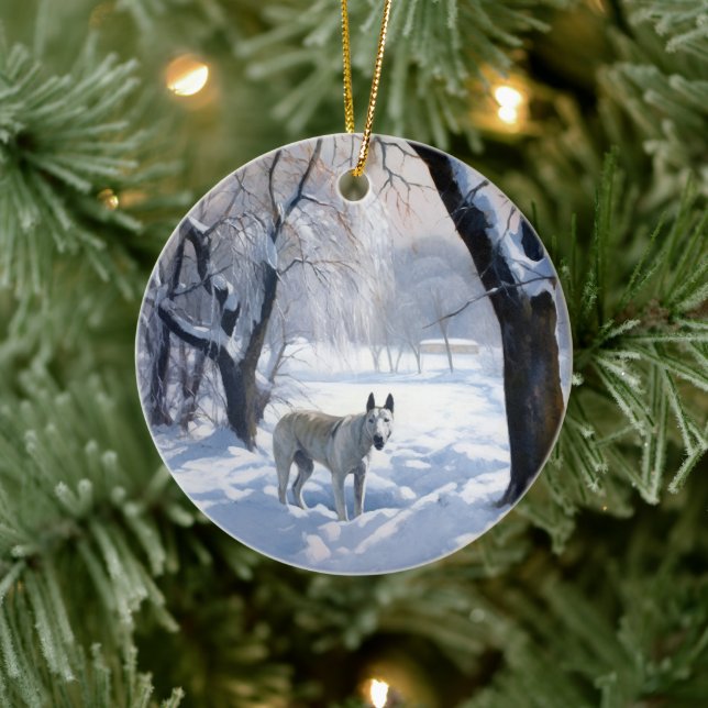 Bull Terrier Let It Snow Christmas  Ceramic Tree Decoration (Tree)