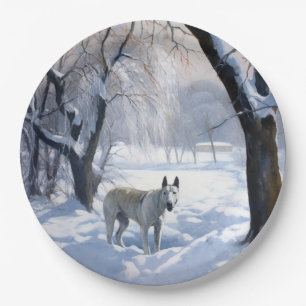Bull Terrier Let It Snow Christmas Paper Plate