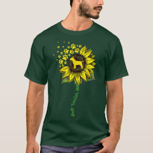 Bull Terrier Mum Sunflower Paw Floral Dog Owner Ma T-Shirt