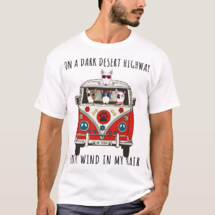 Bull Terrier On A Dark Desert Highway Cool Wind In T-Shirt