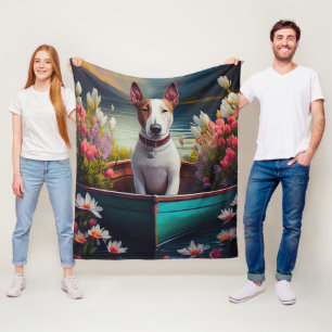 Bull Terrier on a Paddle: A Scenic Adventure Fleece Blanket