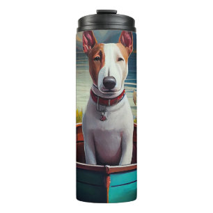 Bull Terrier on a Paddle: A Scenic Adventure Thermal Tumbler