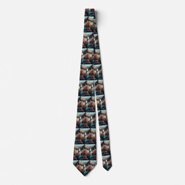 Bull Terrier on a Paddle: A Scenic Adventure Tie (Front)