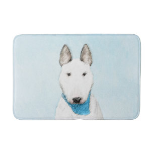 Bull Terrier Painting - Cute Original Dog Art Bath Mat