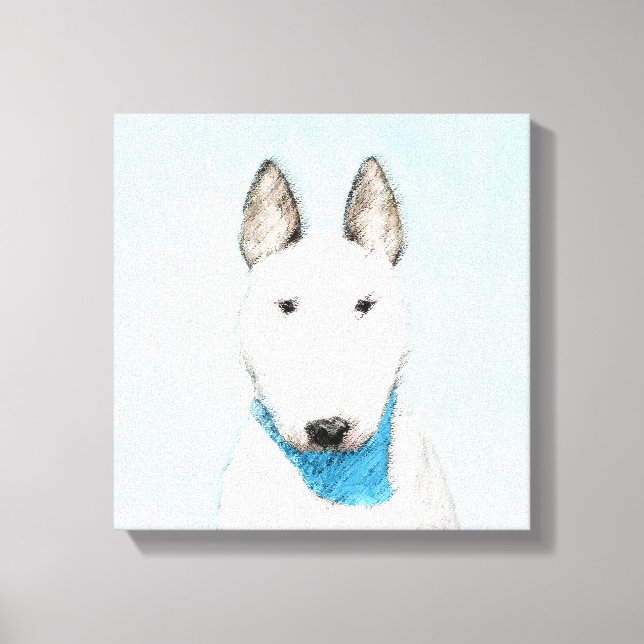 Bull Terrier Painting - Cute Original Dog Art Canvas Print (Front)