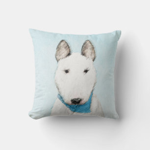 Bull Terrier Painting - Cute Original Dog Art Cushion