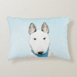 Bull Terrier Painting - Cute Original Dog Art Decorative Cushion