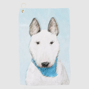 Bull Terrier Painting - Cute Original Dog Art Golf Towel