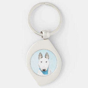 Bull Terrier Painting - Cute Original Dog Art Key Ring