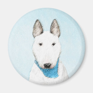 Bull Terrier Painting - Cute Original Dog Art Magnet