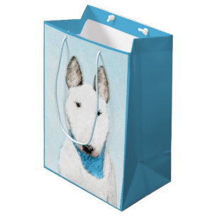Bull Terrier Painting - Cute Original Dog Art Medium Gift Bag