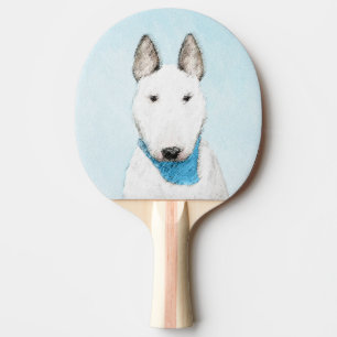 Bull Terrier Painting - Cute Original Dog Art Ping Pong Paddle