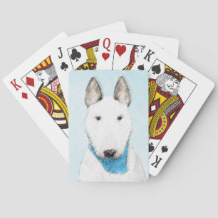 Bull Terrier Painting - Cute Original Dog Art Playing Cards