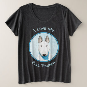 Bull Terrier Painting - Cute Original Dog Art Plus Size T-Shirt
