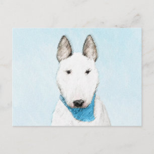 Bull Terrier Painting - Cute Original Dog Art Postcard