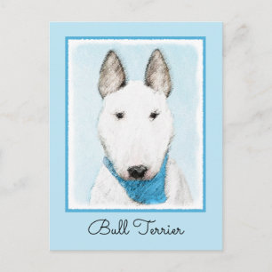 Bull Terrier Painting - Cute Original Dog Art Postcard