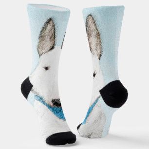 Bull Terrier Painting - Cute Original Dog Art Socks