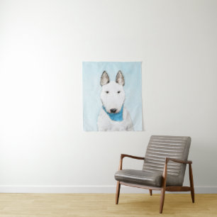 Bull Terrier Painting - Cute Original Dog Art Tapestry