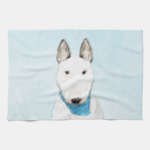 Bull Terrier Painting - Cute Original Dog Art Tea Towel