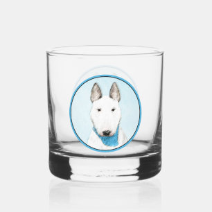 Bull Terrier Painting - Cute Original Dog Art Whiskey Glass