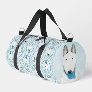 Bull Terrier Painting White English Cute Dog Art Duffle Bag