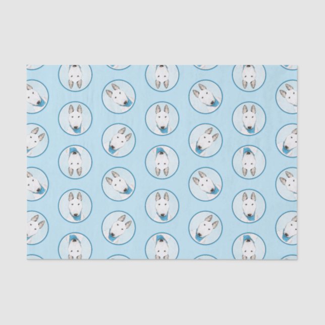 Bull Terrier Painting White English Cute Dog Art Tissue Paper (Front)